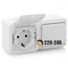 Legrand (Легранд) 782321 Quteo - Розетка с заземлением и защит. шторками + выключатель 1-кл (белый)