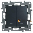 Legrand Etika Выключатель двухклавишный с подсветкой винтовой зажим 10А (Антрацит) 672604