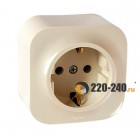 Legrand (Легранд) 782250 Quteo - Розетка 1-ая с заземлением и защит. шторками, 16А (слоновая кость)