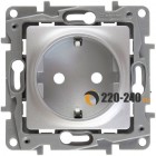 Legrand Etika Розетка 2К+З винтовой зажим (Алюминий) 672421