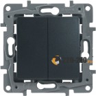 Legrand Etika Выключатель двухклавишный винтовой зажим 10А (Антрацит) 672602