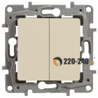 Legrand Etika Выключатель двухклавишный винтовой зажим 10А (слоновая кость) 672302