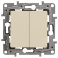 Legrand Etika Выключатель двухклавишный винтовой зажим 10А (слоновая кость) 672302