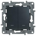 Legrand Etika Выключатель двухклавишный с подсветкой винтовой зажим 10А (Антрацит) 672604