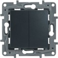 Legrand Etika Выключатель/переключатель двухклавишный автоматический зажим 10AX (антрацит) 672612