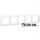 Galea Life Рамка 5 постов, WHITE, горизонтальная 771005