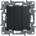 Legrand Etika Выключатель трехклавишный 10АХ винтовой зажим (антрацит) 672613