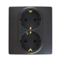 Legrand Etika Розетка 2X2К+З винтовой зажим со шторками (Антрацит) 672623