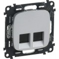 Valena Allure Розетка компьютерная 2xRJ 45 Кат. 6e UTP (Алюминий) 753943 