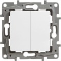 Legrand Etika Выключатель двухклавишный винтовой зажим 10А (белый) 672202