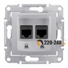 Sedna (Седна) - Розетка Компьютерная 2выхода cat.5e UTP (Алюминий) SDN4400160