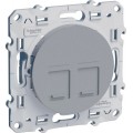 Odace Розетка компьютерная RJ45 кат.6 UTP 2 выхода (Алюминий) S53R481