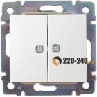 Legrand (легранд) 774212 Valena - Проходной выключатель с подсветкой 2 клавишный (Белый)