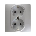 Legrand Etika Розетка 2X2К+З автоматический зажим со шторками (алюминий) 672433