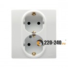 Legrand Etika Розетка 2X2К+З автоматический зажим со шторками (белый) 672233