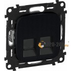Valena Allure Розетка компьютерная 2xRJ 45 Кат. 6e UTP (Антрацит) 753953 