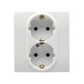 Legrand Etika Розетка 2X2К+З автоматический зажим со шторками (белый) 672233