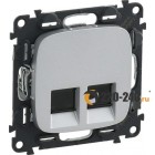 Valena Allure Розетка компьютерная 2xRJ 45 Кат. 6e UTP (Алюминий) 753943 